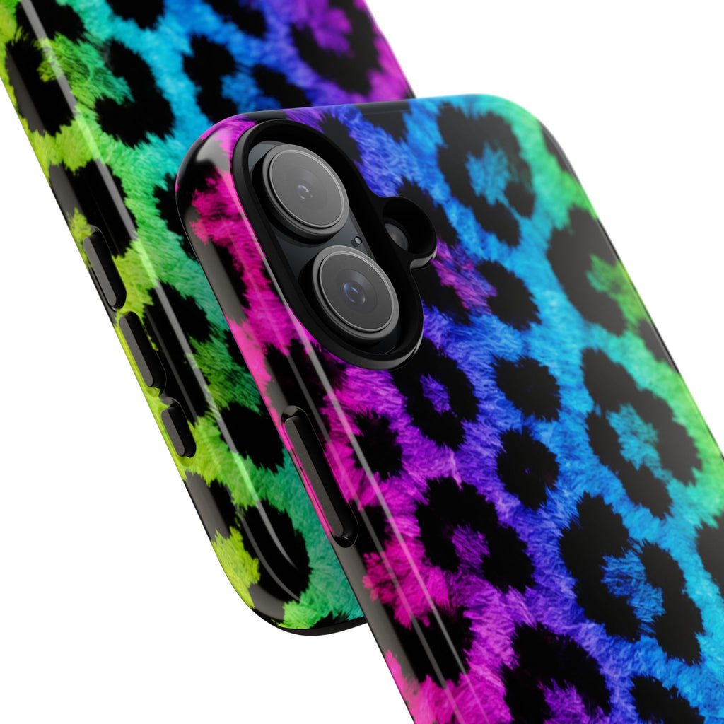 Neon Rainbow Leopard Tough Case – Colorful Animal Print Phone Cover