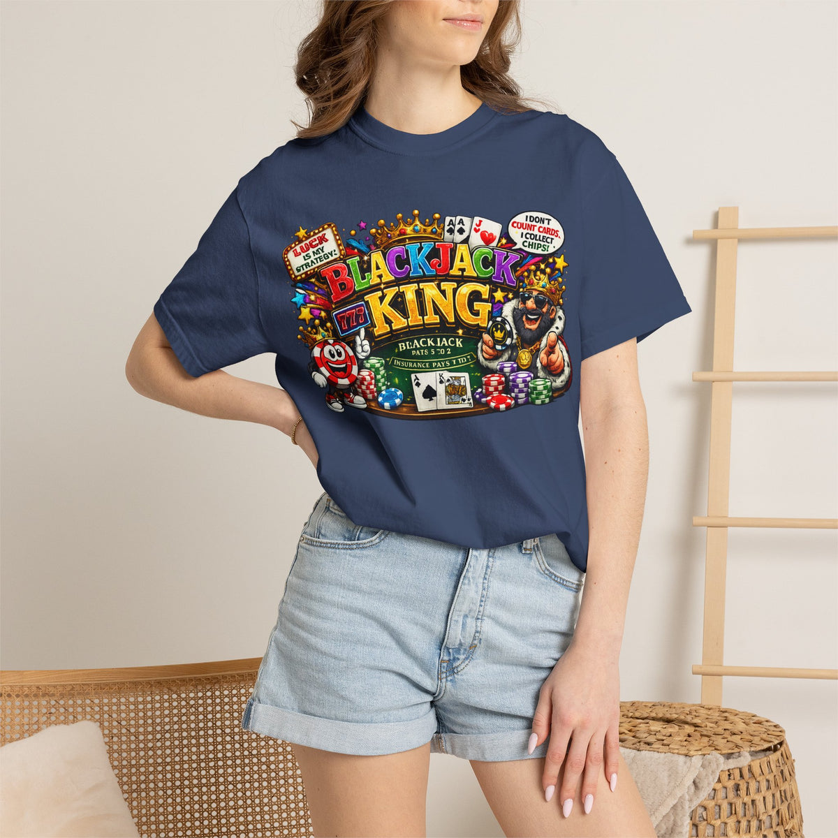 Blackjack King graphic T-shirt | Casino Playing Cards, Chips Design