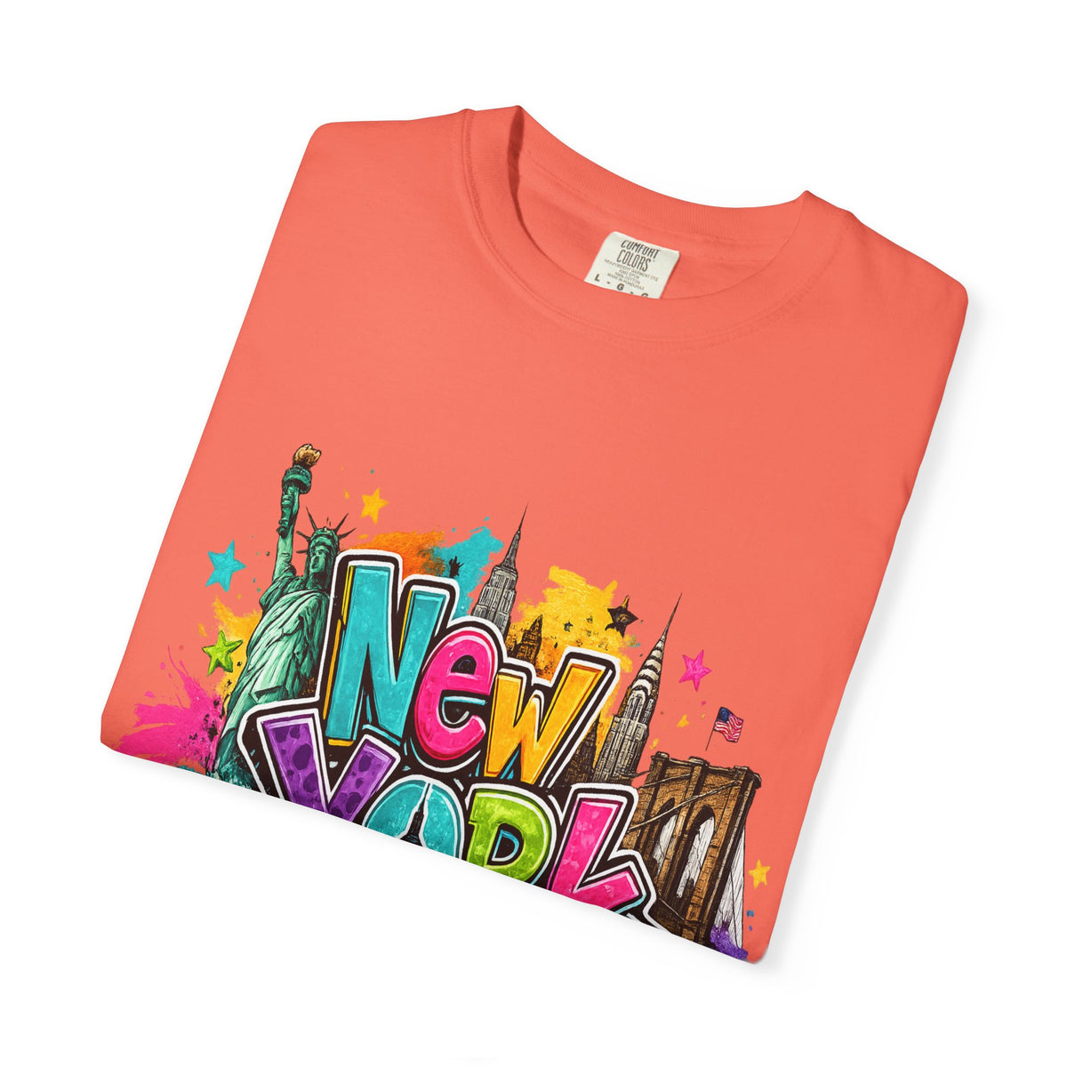 New York Graffiti Skyline T-shirt | Cityscape Taxi Brooklyn Bridge