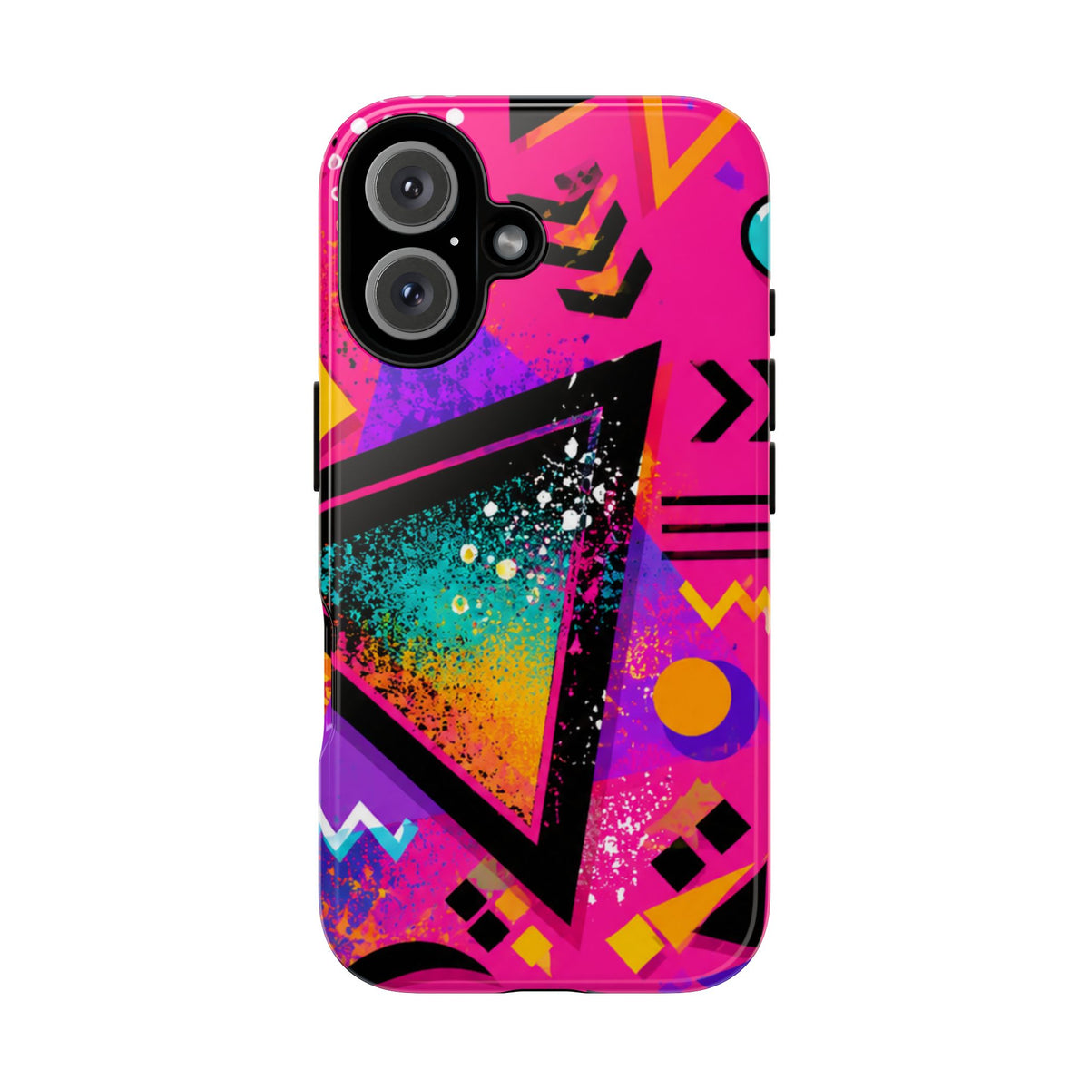 Retro 80s Geometric Phone Case — Neon Triangle Tough Case