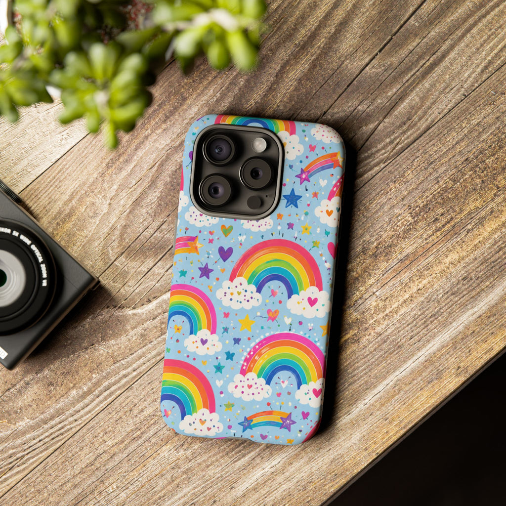 Rainbow Clouds Phone Case — Cute Pastel Rainbow Pattern Tough Case