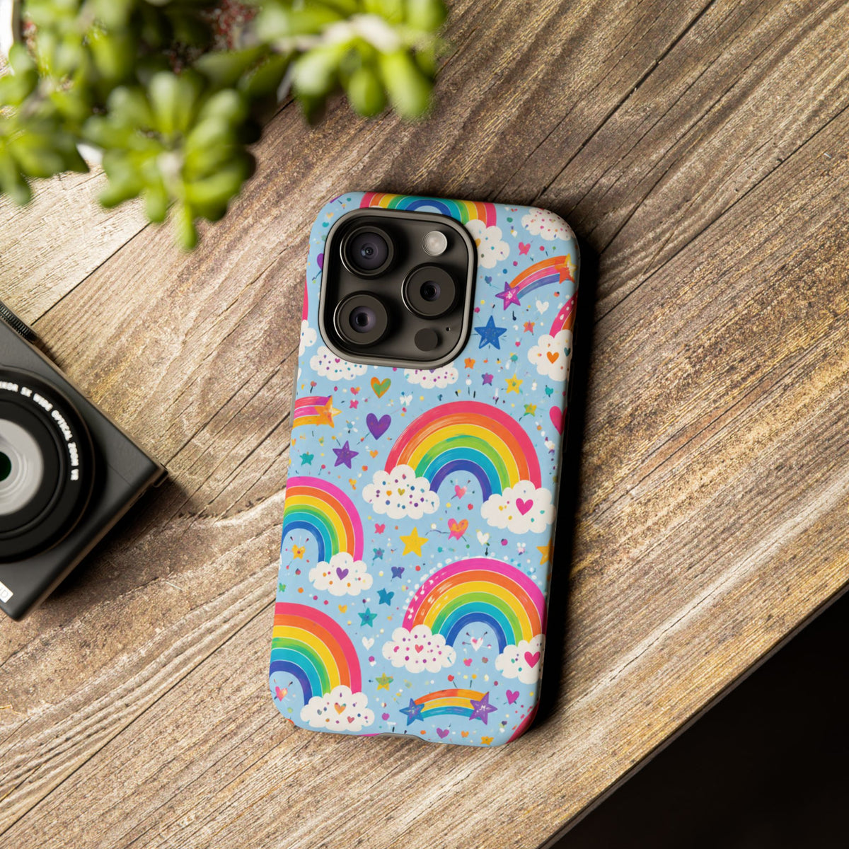 Rainbow Clouds Phone Case — Cute Pastel Rainbow Pattern Tough Case