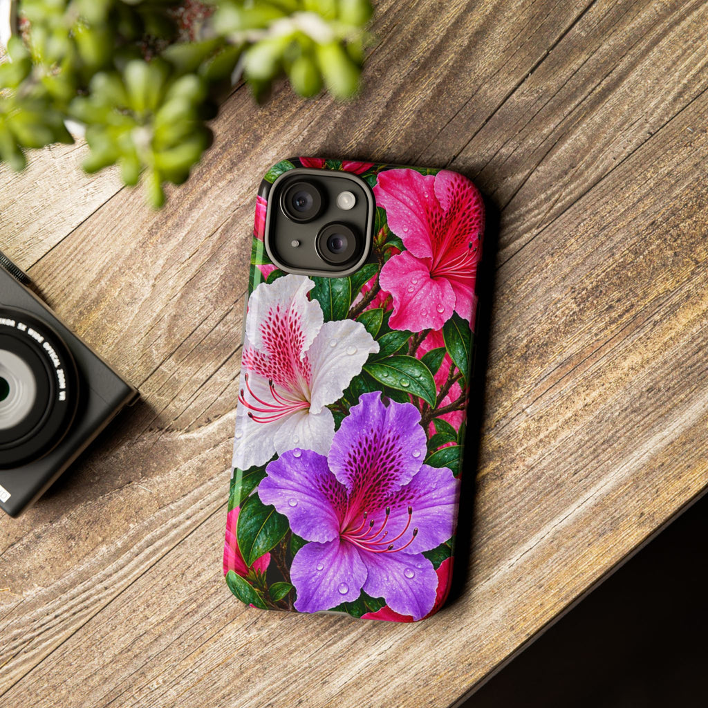 Floral Azalea Phone Case — Vibrant Pink & Purple Blossom Protection