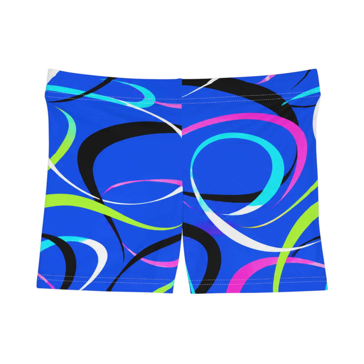 Women's Athletic Shorts — Vibrant Blue Swirl Print