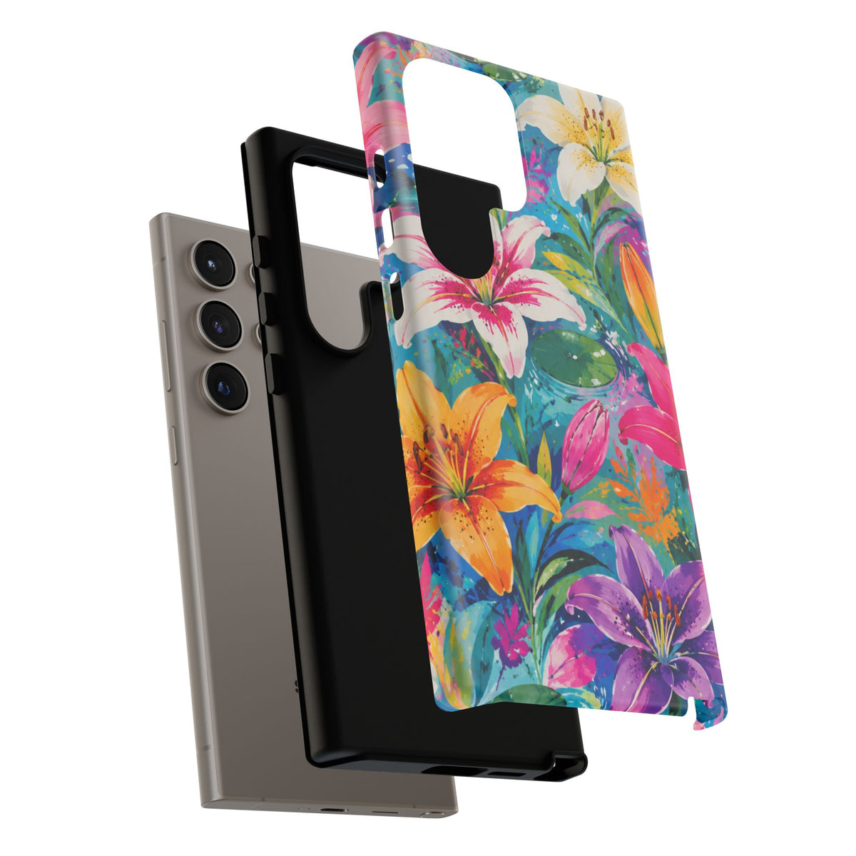 Floral Lily Tough Phone Case — Colorful Tropical Flower Protective Cover