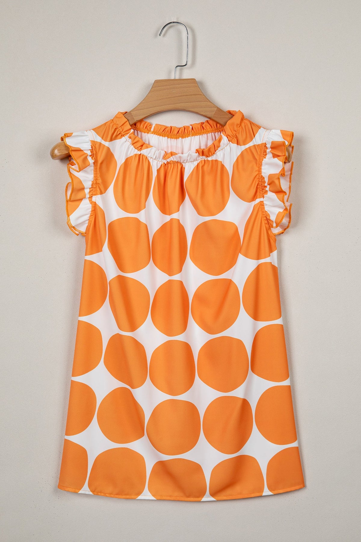 Polka Dot Frilled Round Neck Tank Top