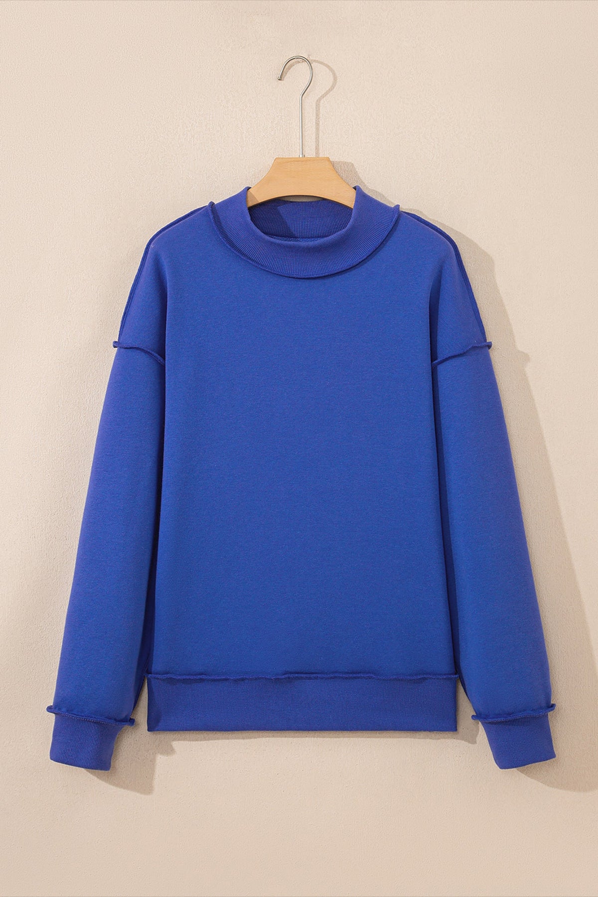 Solid Mock Neck Drop Shoulder Oversize Sweatshirt