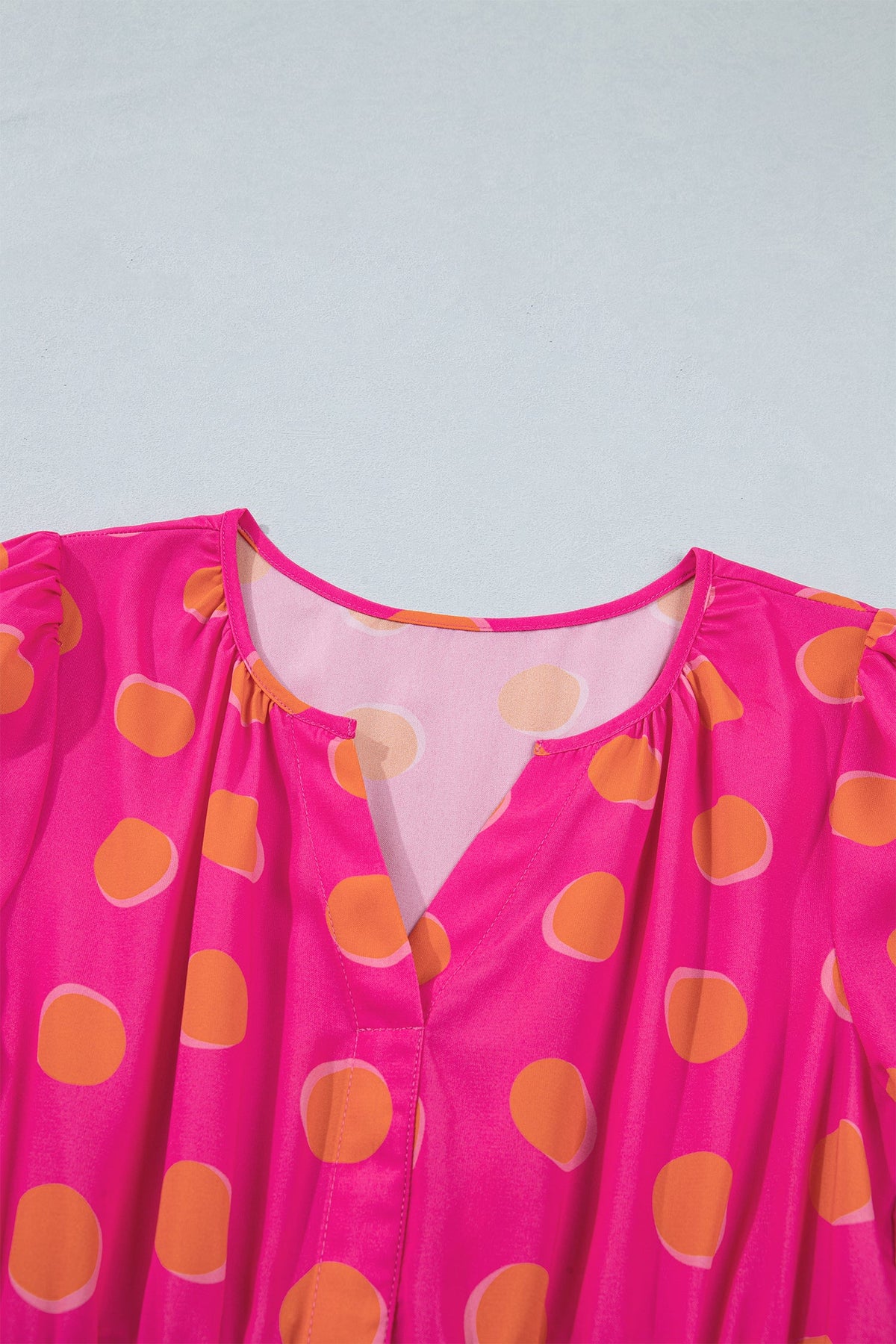 Polka Dot Short Sleeve Shirred Waist Midi Dress