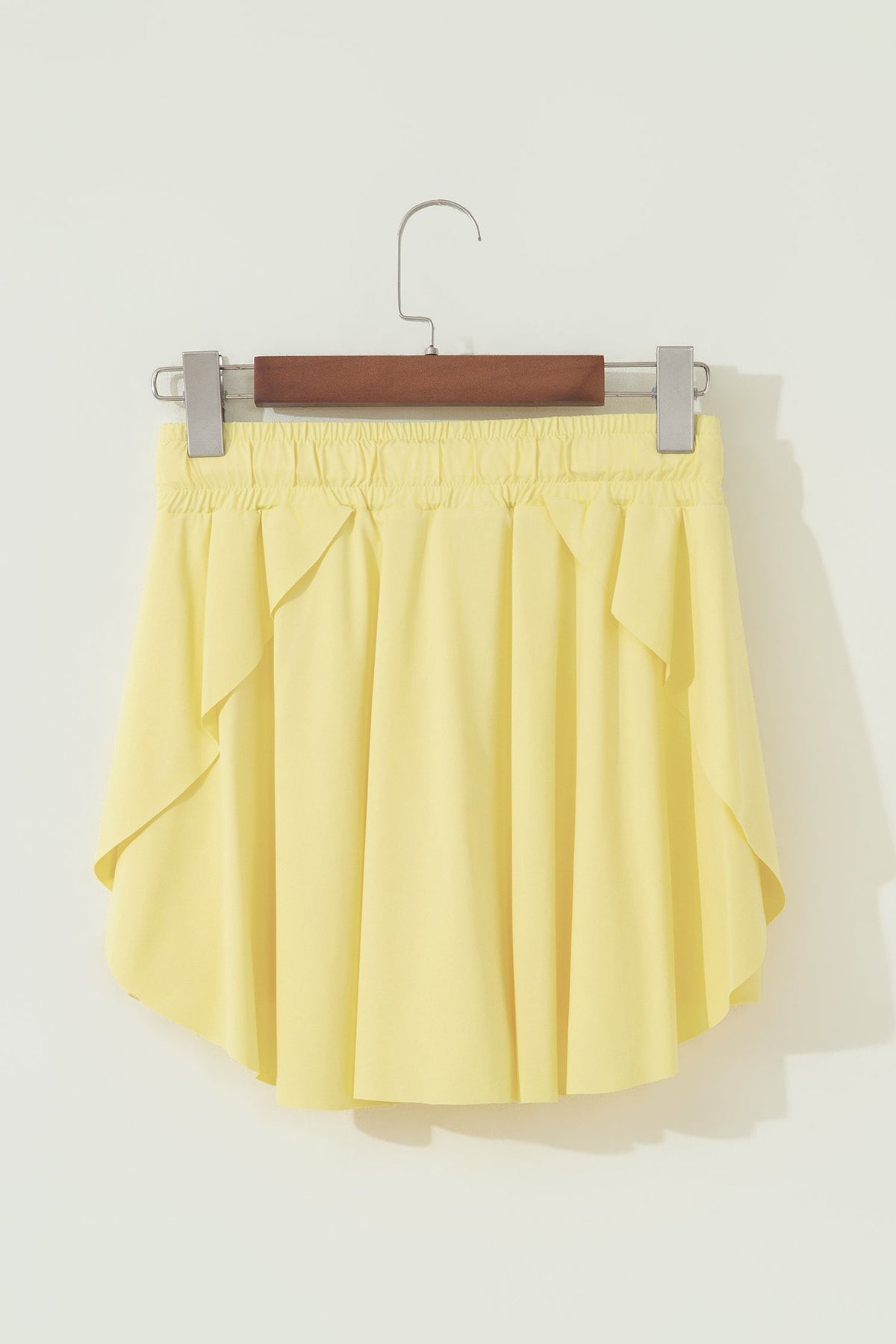 Solid Drawstring Elastic Waist Lined Tennis Skort