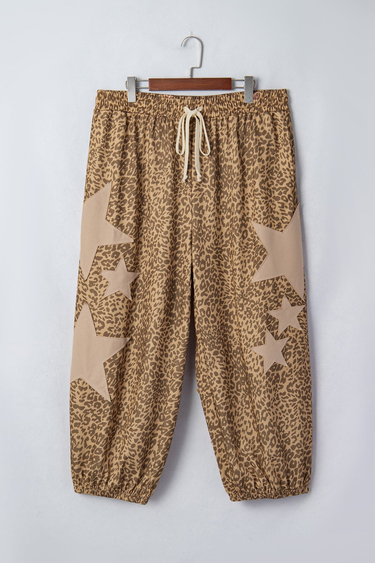 Plus Size Leopard Star Patch Jogger Pants