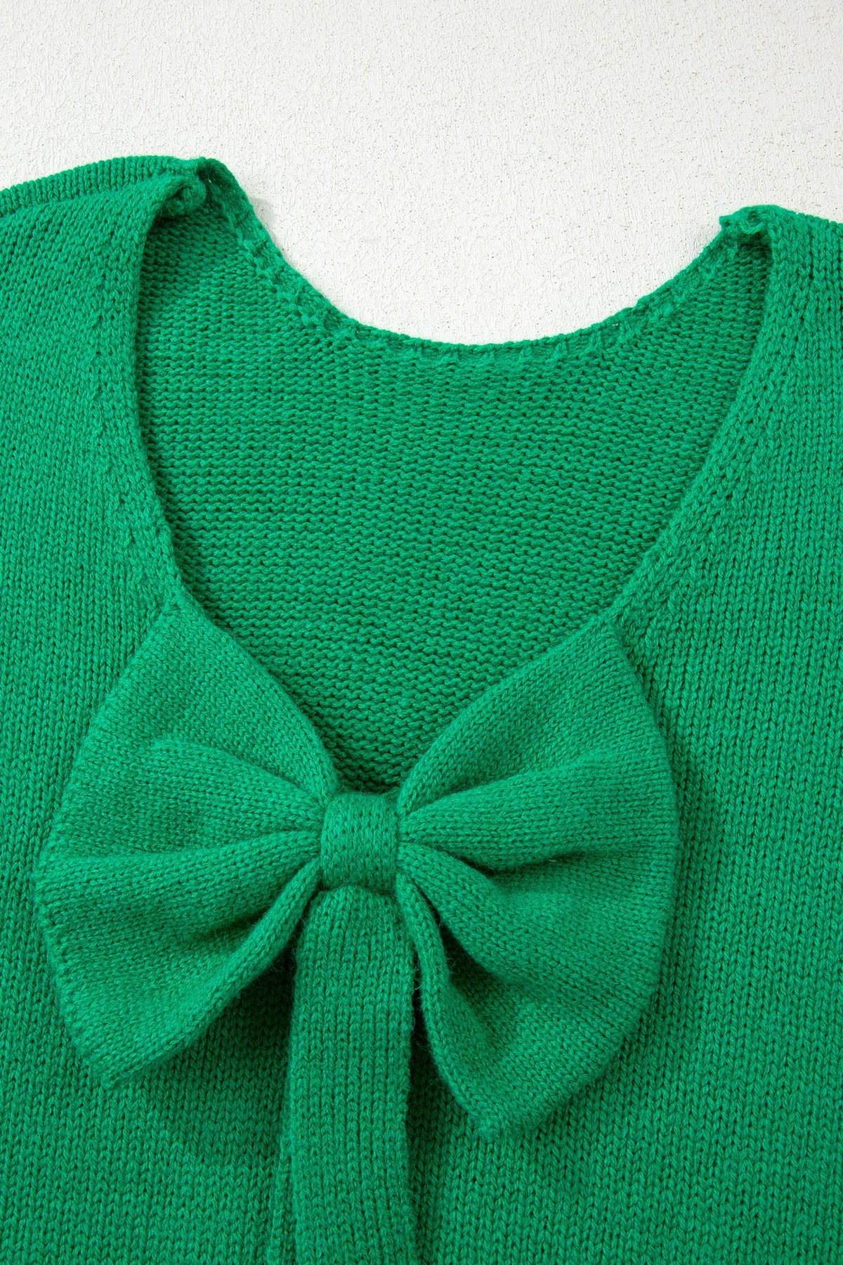 Bow Tie Backless Bubble Sleeve Sweater
