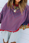 Stripe Reverse Seam Contrast Trim Sweatshirt