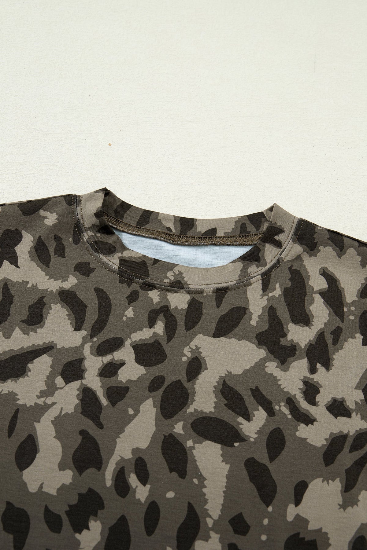 Leopard Mock Neck Short Sleeve Tee