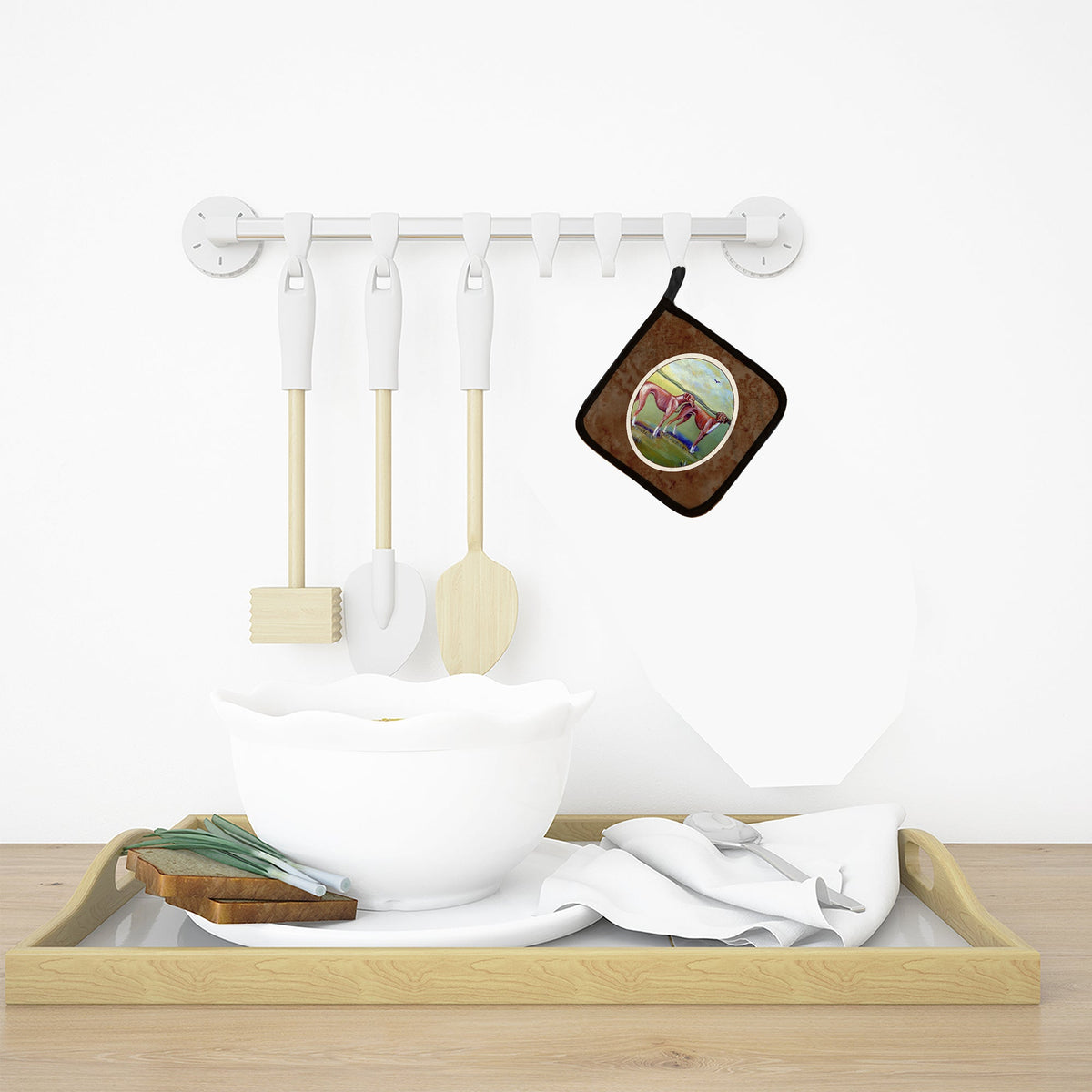 Azawakh Hound Pot Holder Set of 2 Heat Resistant Quilted Hot Pads 7.5 x 7.5 Inch, Insulated Kitchen Trivets for Cooking & Baking