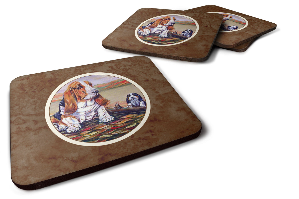 Basset Hound Foam Coasters Set of 4 Cup Coasters for Indoor Outdoor, Tabletop Protection, Anti Slip, Mouse pad Material