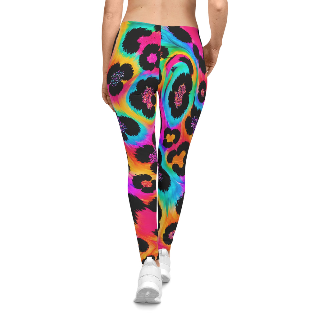 Neon Rainbow Leopard Print Leggings