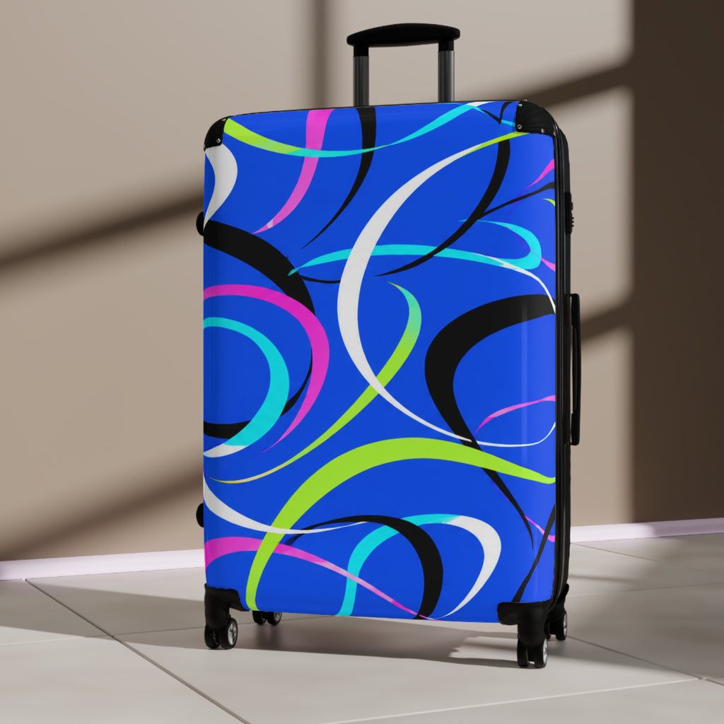 Blue Swirl Carry-On Suitcase – Colorful Modern Travel Luggage