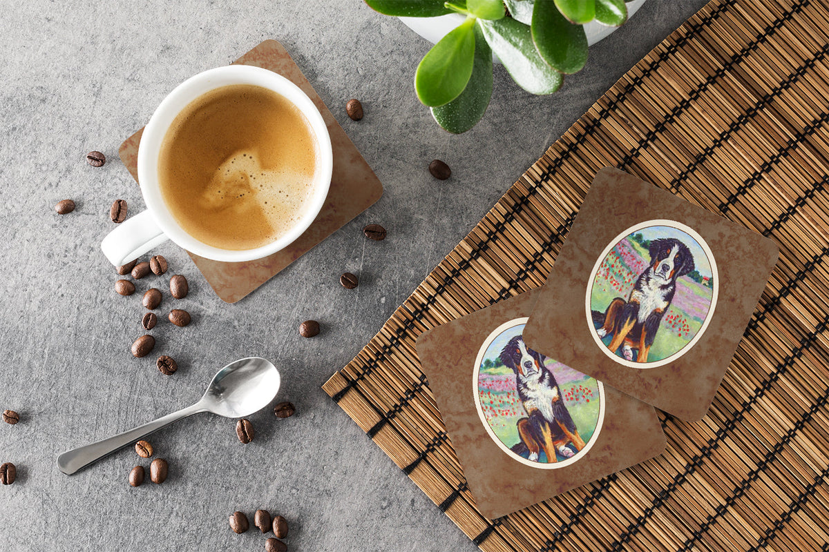 Bernese Mountain Dog Foam Coasters Set of 4 Cup Coasters for Indoor Outdoor, Tabletop Protection, Anti Slip, Mouse pad Material