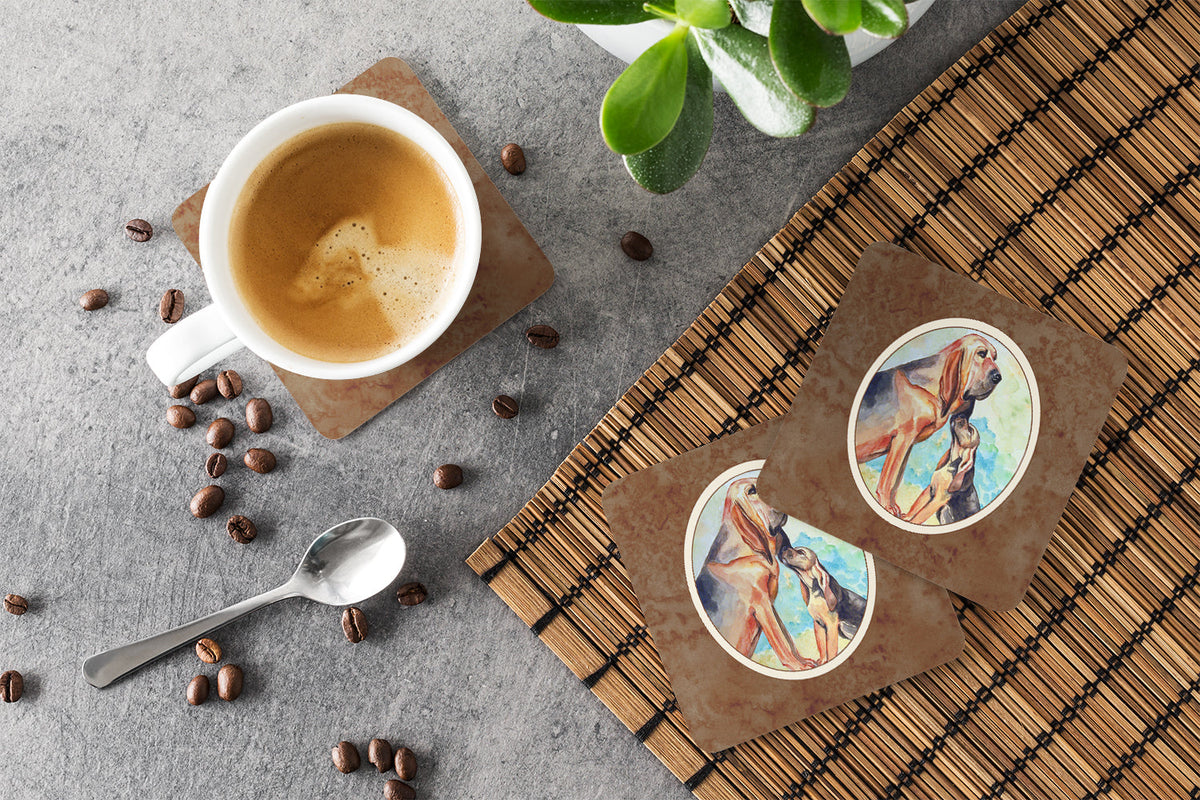 Bloodhound Momma's Love Foam Coasters Set of 4 Cup Coasters for Indoor Outdoor, Tabletop Protection, Anti Slip, Mouse pad Material