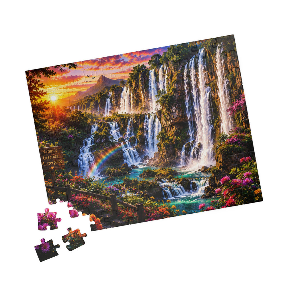 Waterfall Landscape Jigsaw Puzzle — Scenic Rainbow Sunset 110–1014 Piece