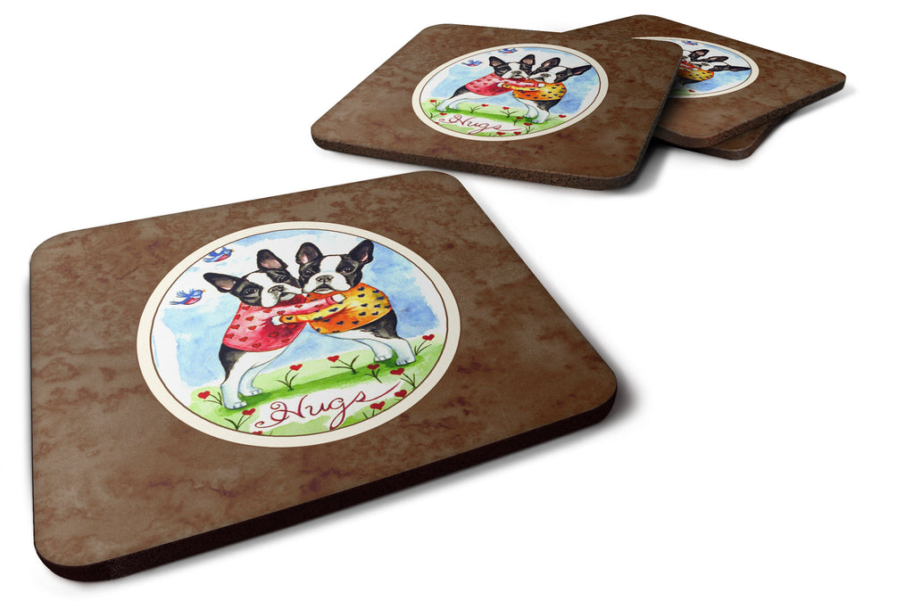 Hugs Boston Terrier Foam Coasters Set of 4 Cup Coasters for Indoor Outdoor, Tabletop Protection, Anti Slip, Mouse pad Material