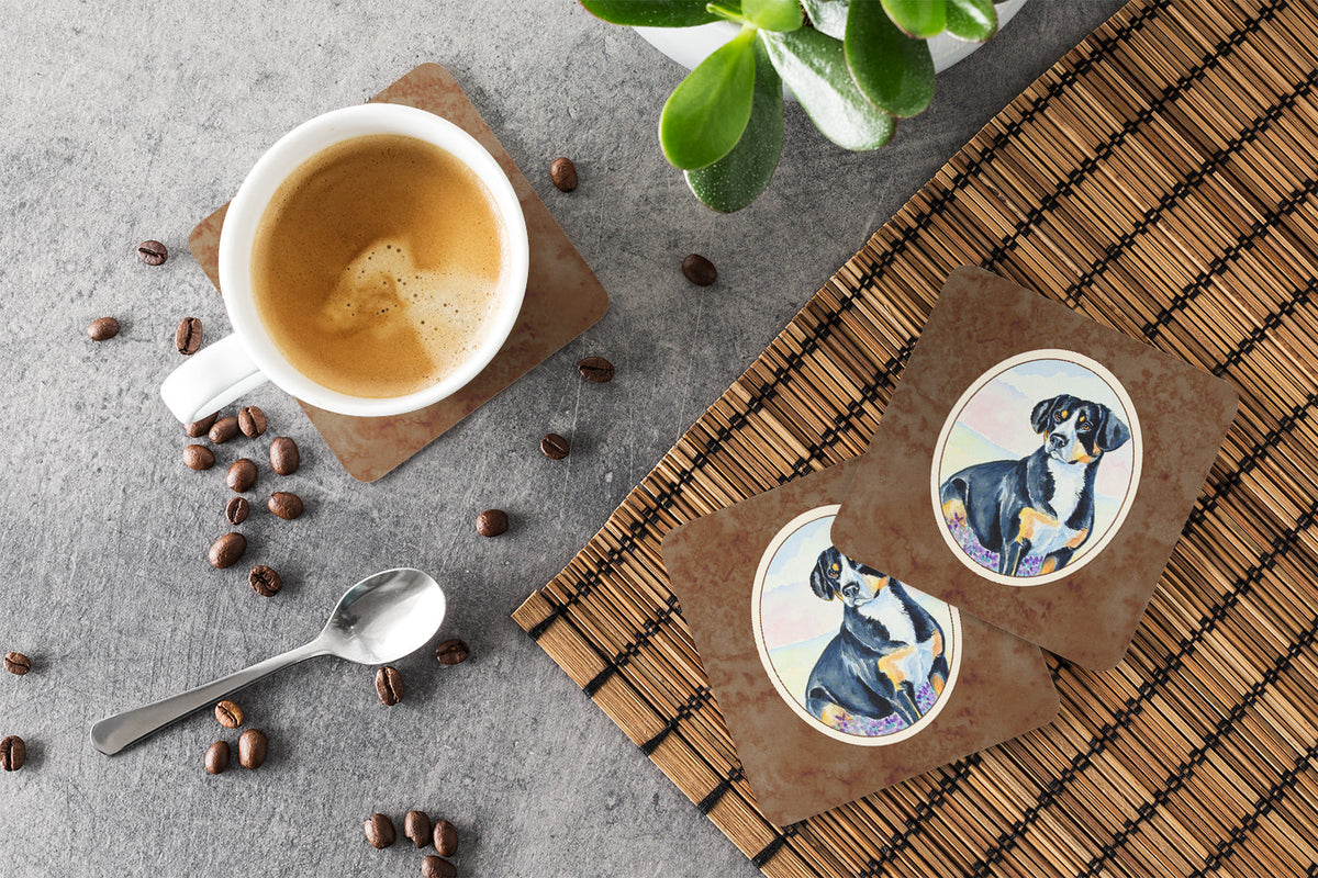 Entlebucher Mountain Dog Foam Coasters Set of 4 Cup Coasters for Indoor Outdoor, Tabletop Protection, Anti Slip, Mouse pad Material