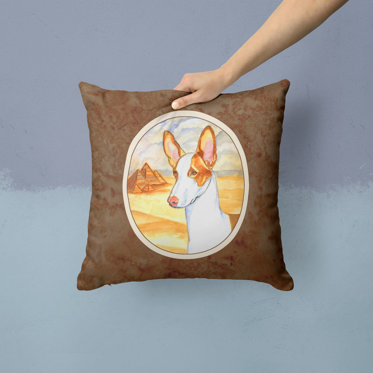 Ibizan Hound Decorative Throw Pillow 14x14 Indoor Outdoor Accent Cushion, Fabric Cover with Insert for Sofa, Bed, Porch & Living Room