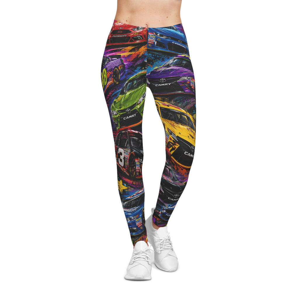 Racing Cars All-Over Print Women's Leggings — Colorful Motorsport Streetwear