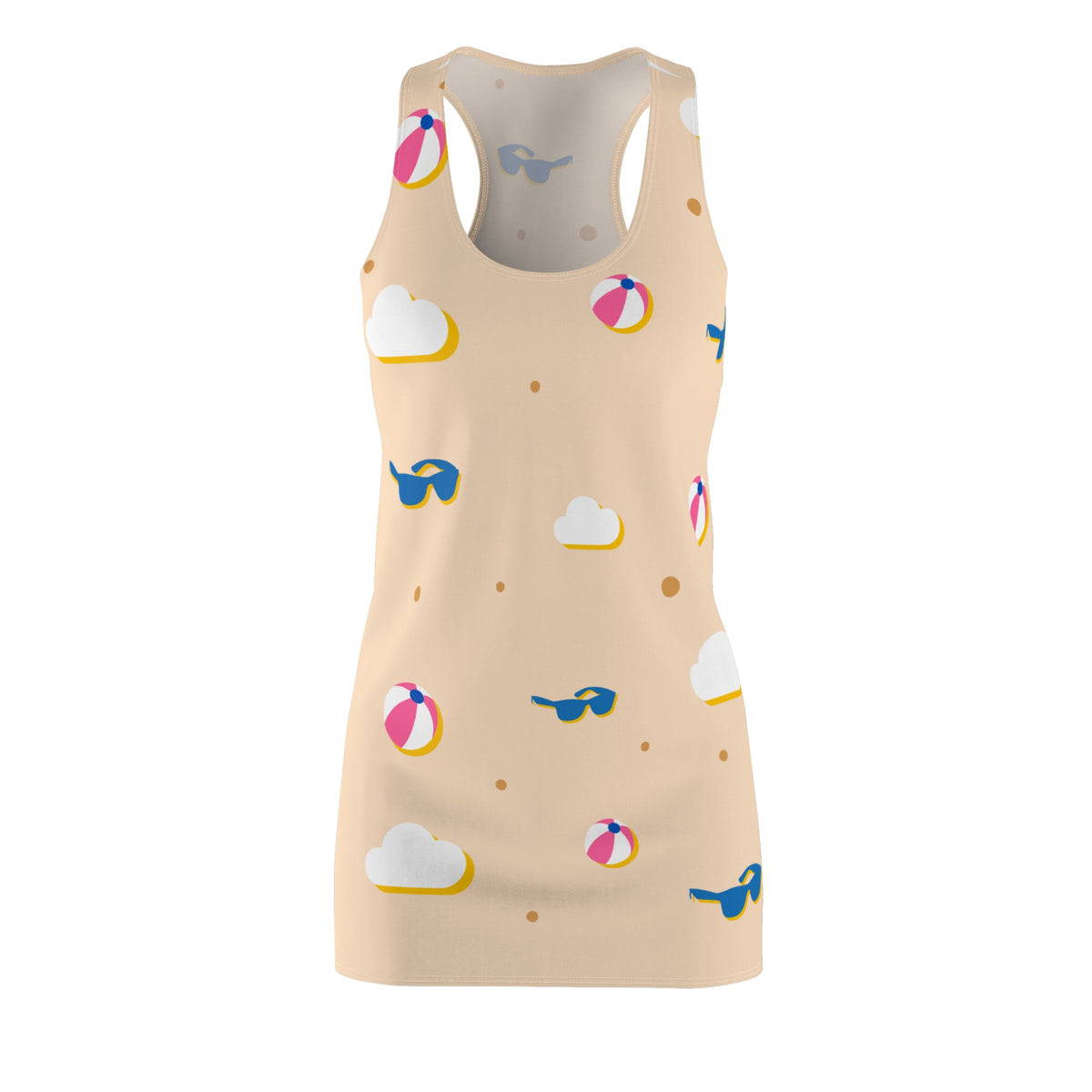 Beach Ball and Sunglasses Pattern Racerback Dress | Summer Print