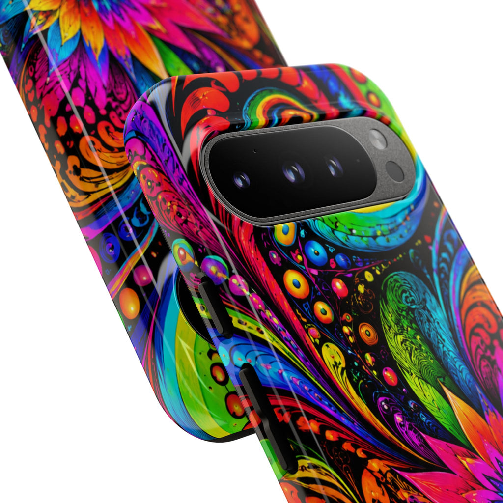 Psychedelic Floral Phone Case — Vibrant Swirl Tough Protective Cover