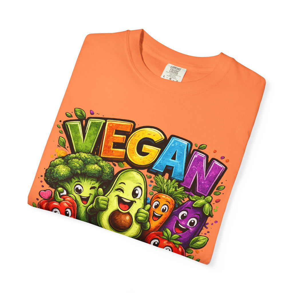 Vegan for Life T-Shirt | Colorful Cartoon Veggies Tee
