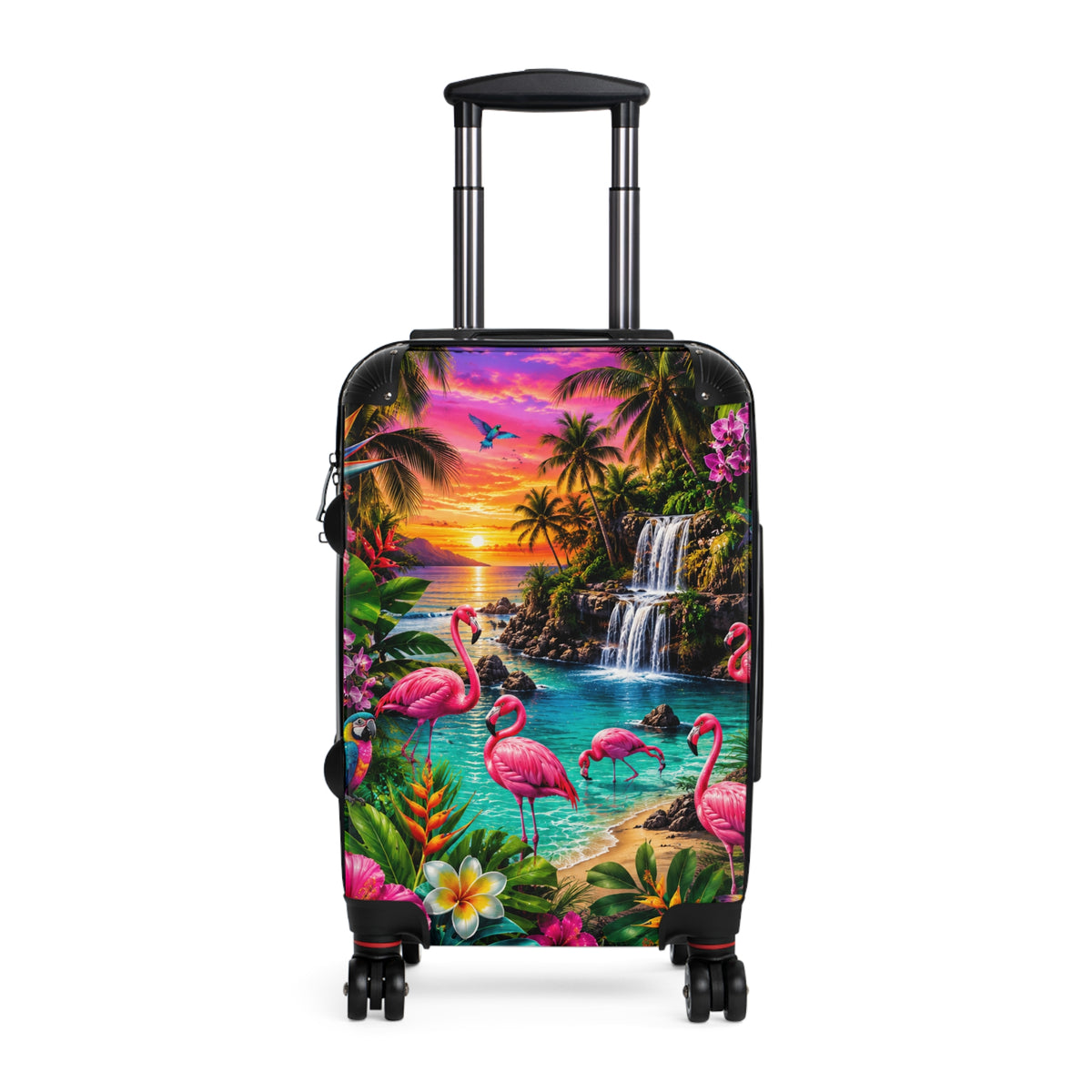 Tropical Flamingo Suitcase – Colorful Sunset Beach Luggage
