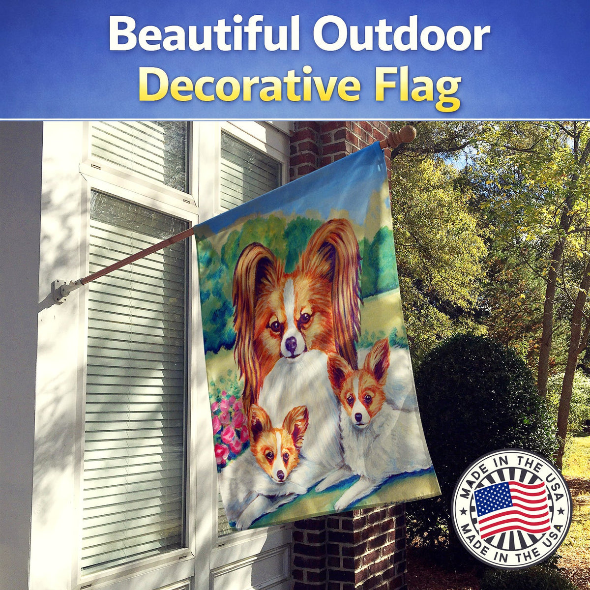 Papillon A Momma's Love House Flag 28x40 Porch Sleeve Pole Decorative Outside Yard Banner Artwork Wall Hanging, Polyester