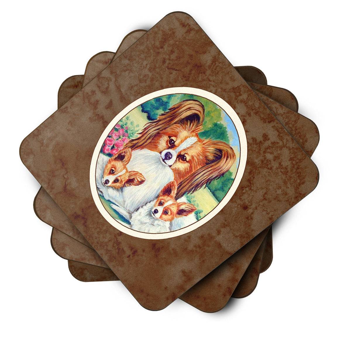 Papillon A Momma's Love Foam Coasters Set of 4 Cup Coasters for Indoor Outdoor, Tabletop Protection, Anti Slip, Mouse pad Material