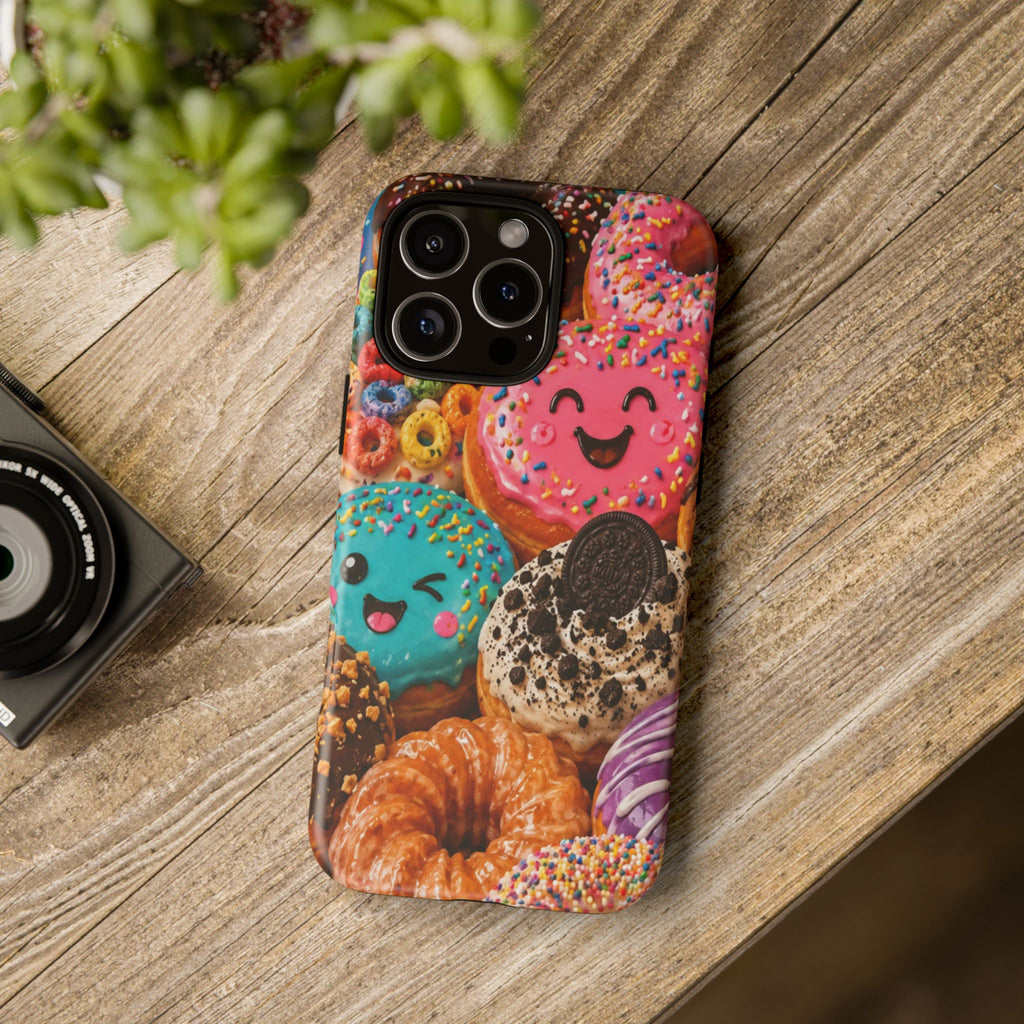 Donut Smile Tough Phone Case — Cute Colorful Desserts Protective Cover