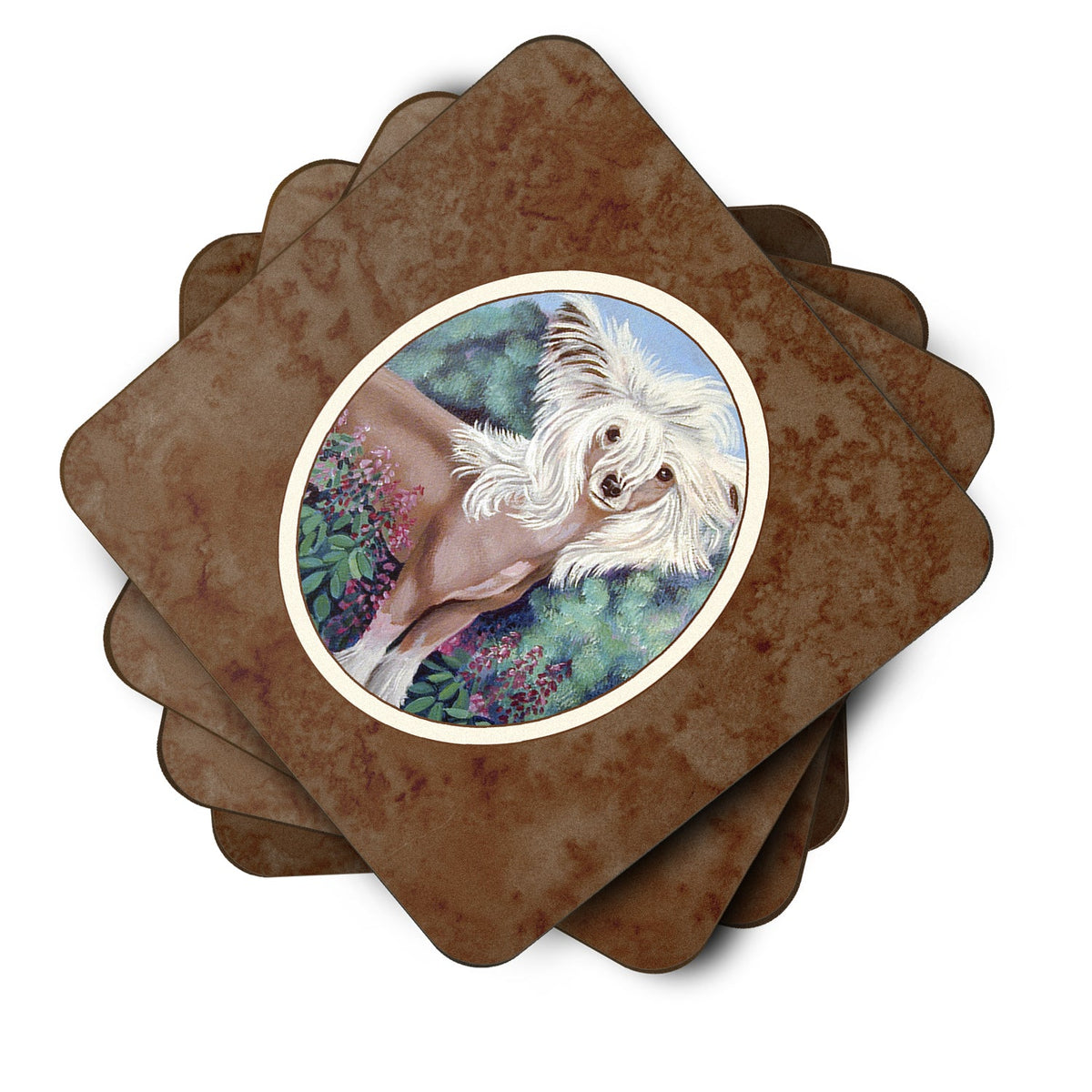 Chinese Crested Foam Coasters Set of 4 Cup Coasters for Indoor Outdoor, Tabletop Protection, Anti Slip, Mouse pad Material