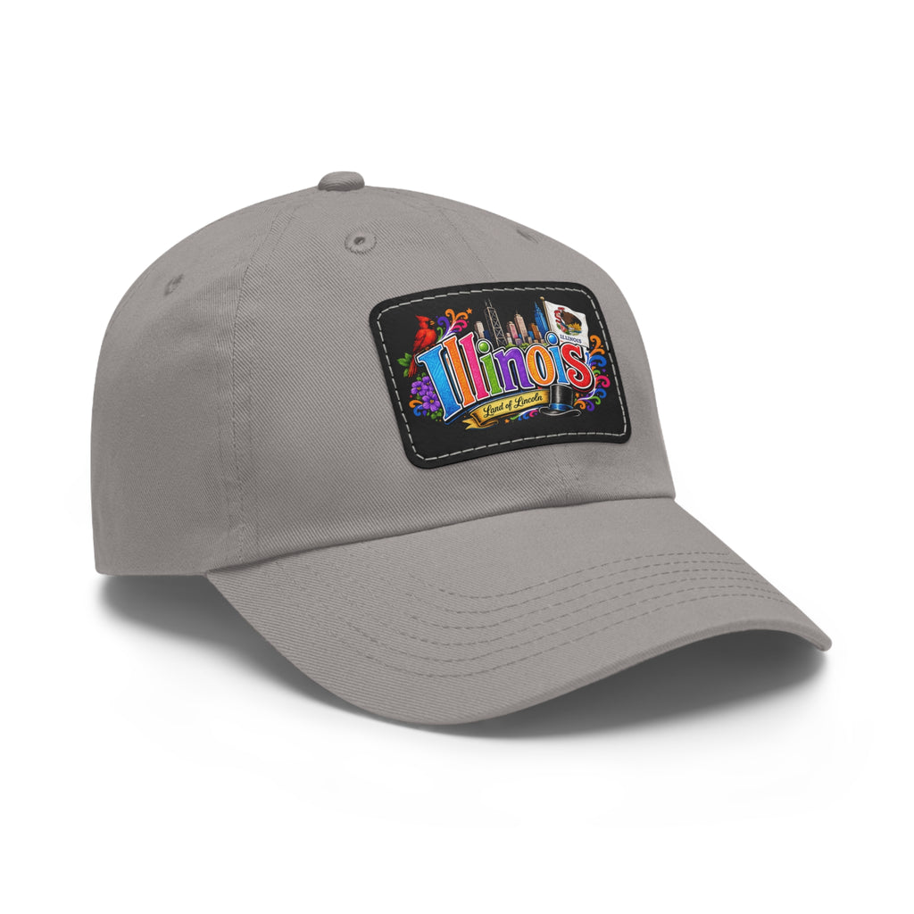 Illinois Patch Dad Hat | Leather Rectangle Patch, State Travel Hat