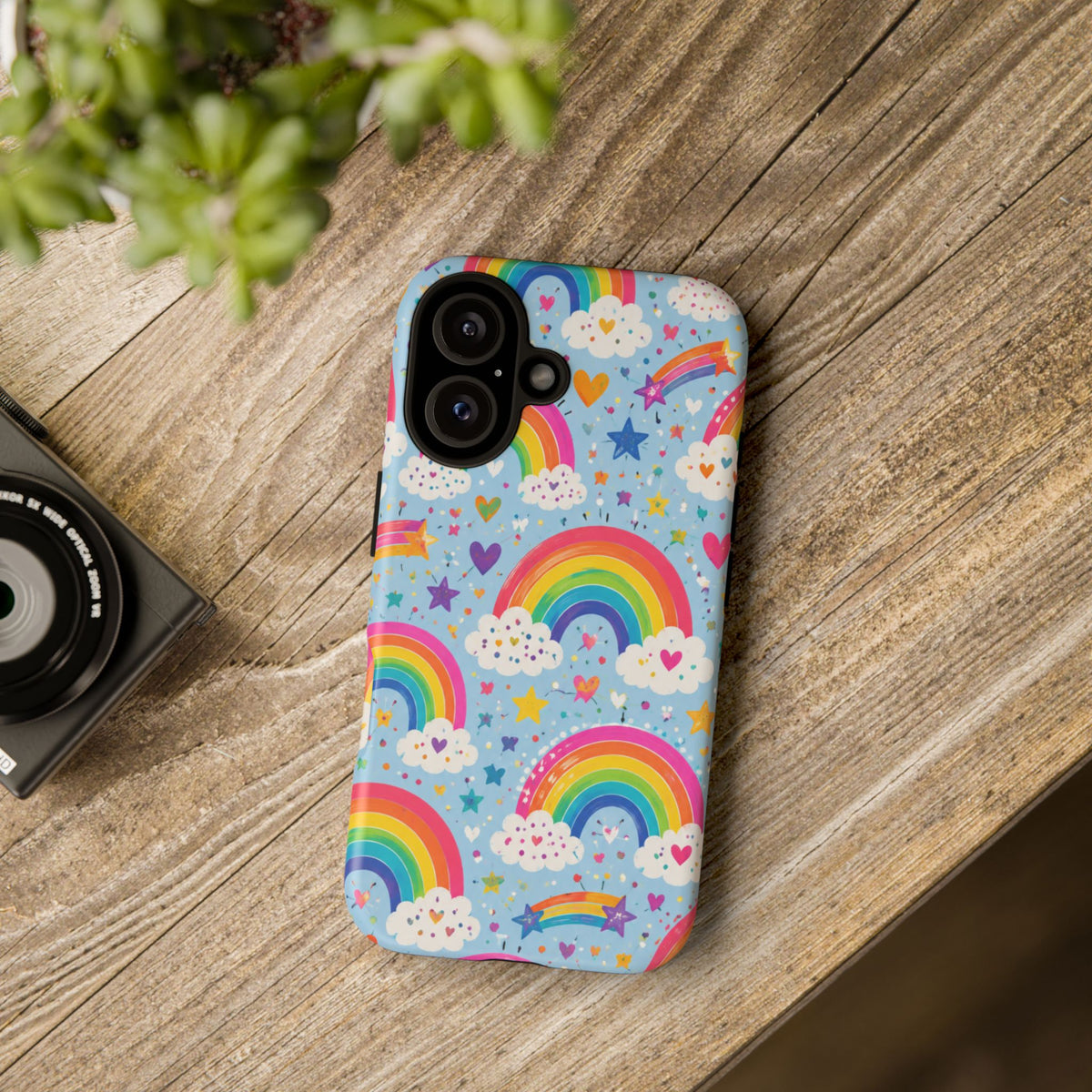Rainbow Clouds Phone Case — Cute Pastel Rainbow Pattern Tough Case