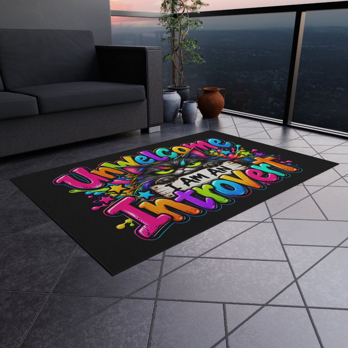 Unwelcome — I Am An Introvert Outdoor Rug