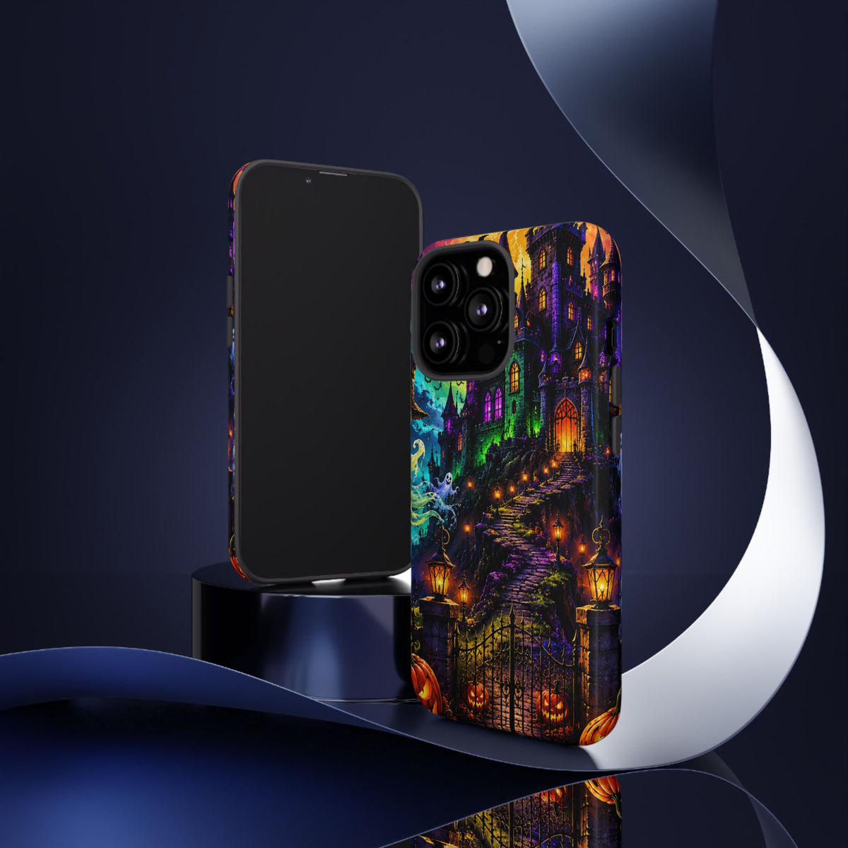Halloween Haunted Castle Phone Case — Spooky Pumpkin & Ghost Tough Case