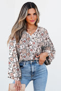 Floral Frilled Puff Sleeve Button Down Shirt