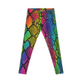 Rainbow Snake Print Leggings — Bold Neon Animal Print Women's Leggings