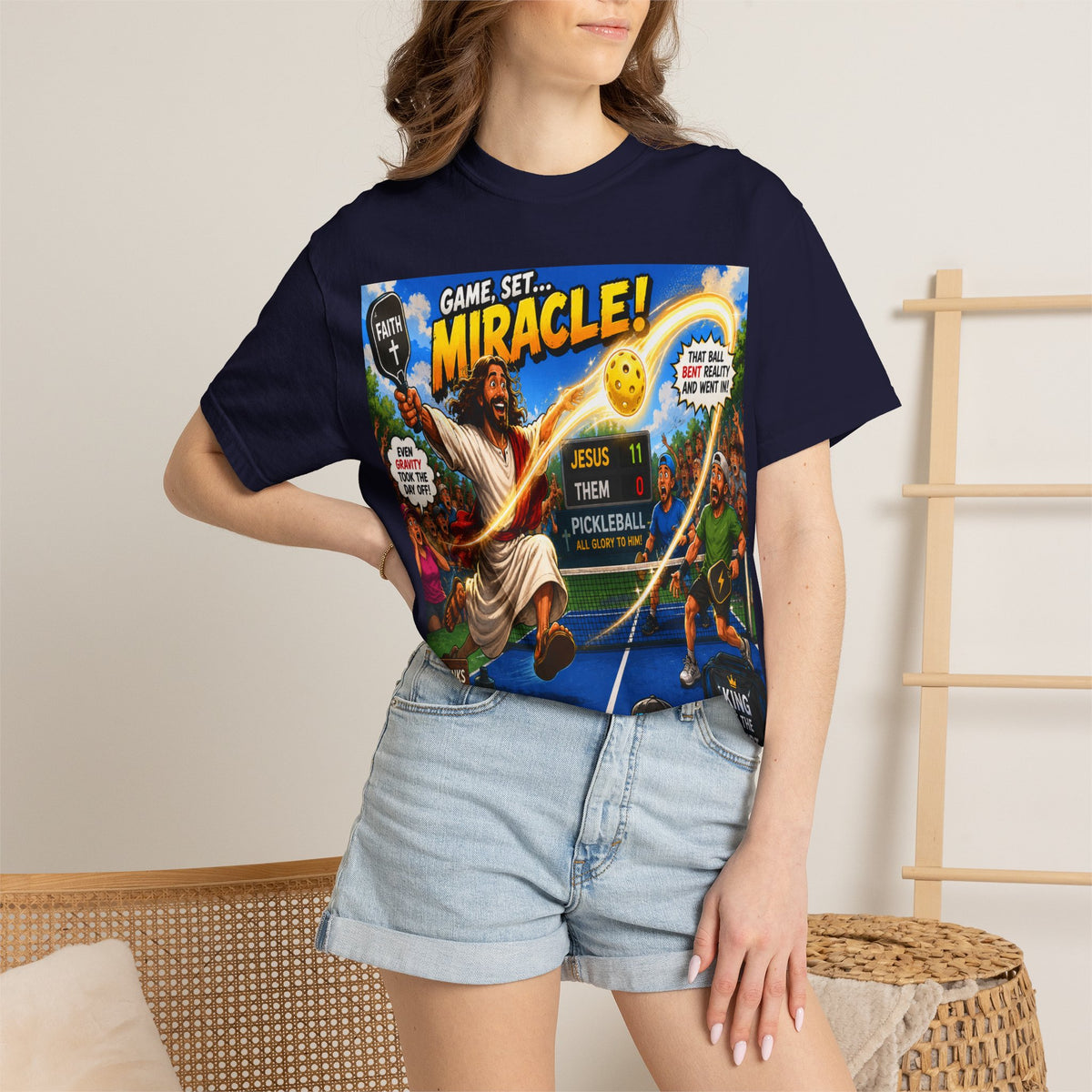 Game, Set, Miracle! Jesus Pickleball Graphic T-Shirt