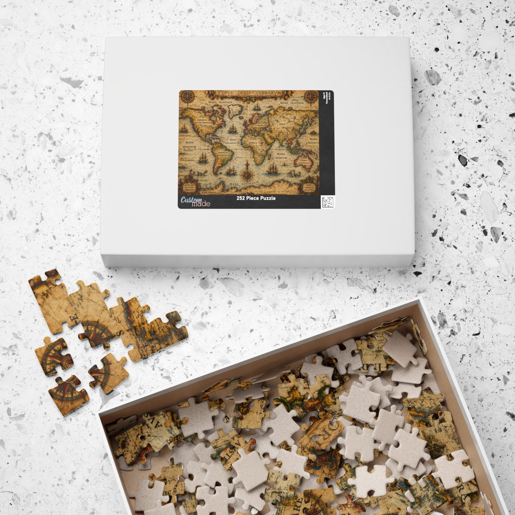 Vintage World Map Jigsaw Puzzle — Antique Nautical 252/520/1014-Piece