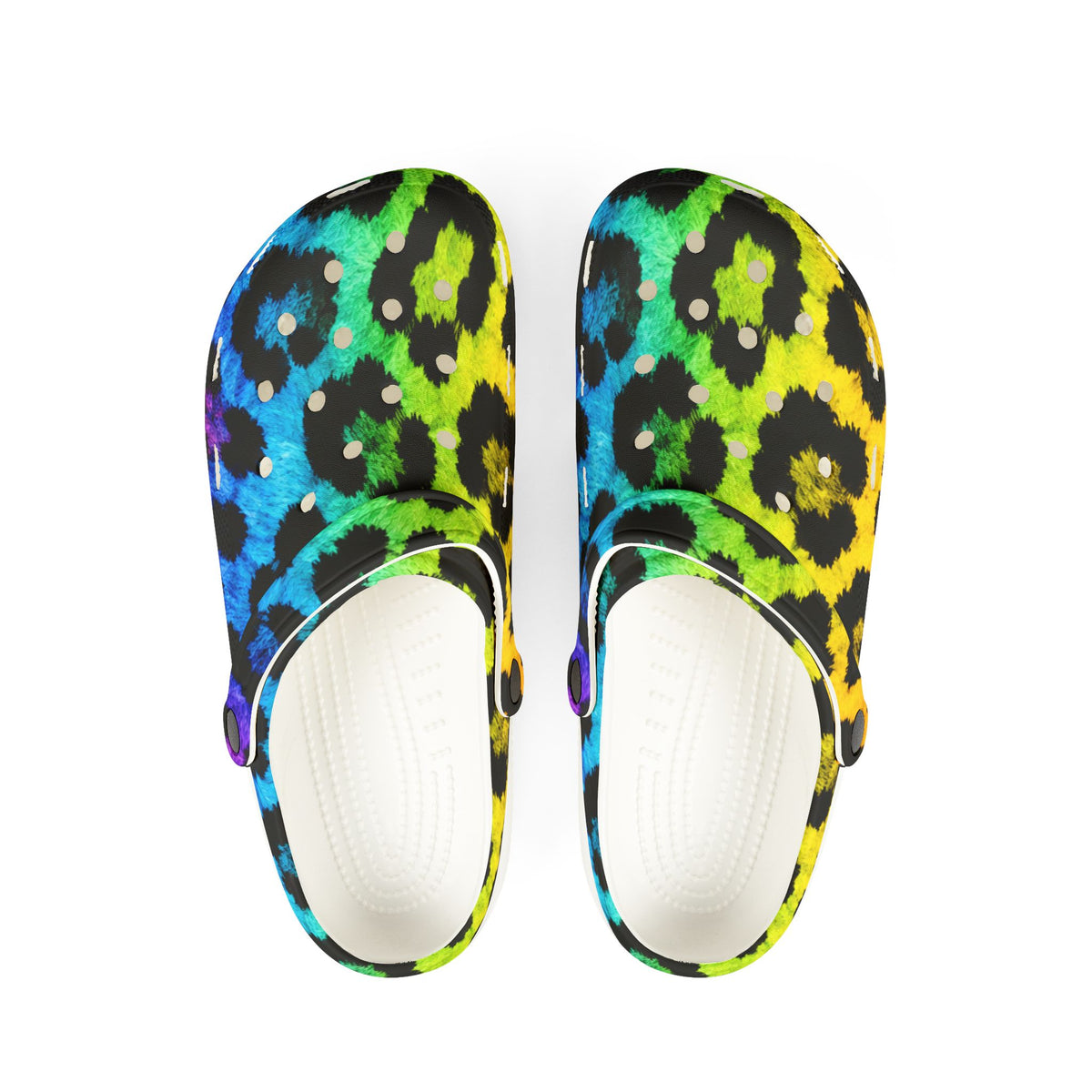 Neon Leopard EVA Foam Clogs — Lightweight Slip-On Garden Shoes
