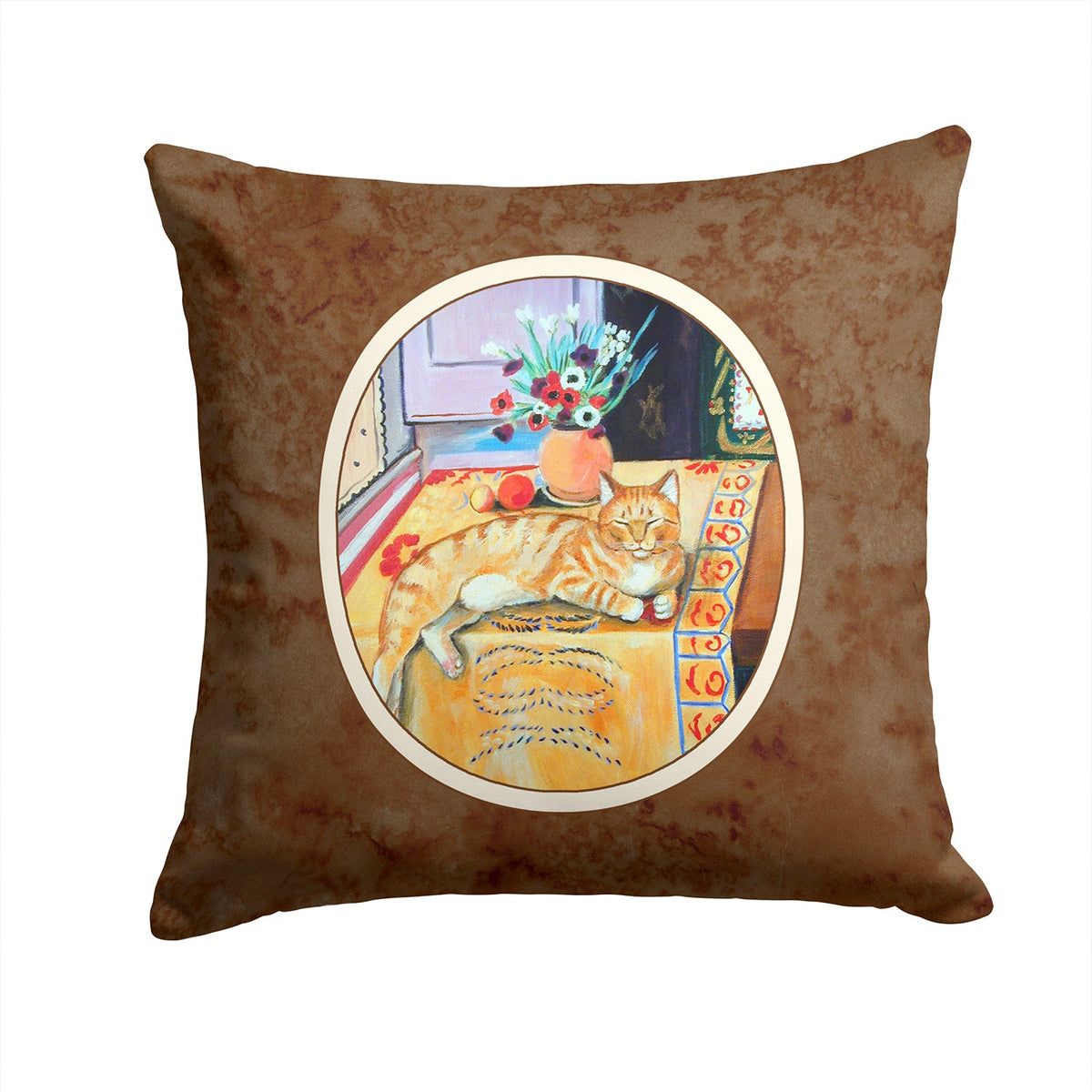 Cat Decorative Throw Pillow 14x14 Indoor Outdoor Accent Cushion, Fabric Cover with Insert for Sofa, Bed, Porch & Living Room
