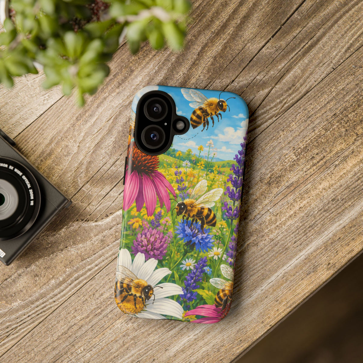 Bee Meadow Phone Case — Floral Honeybee Protective Cover