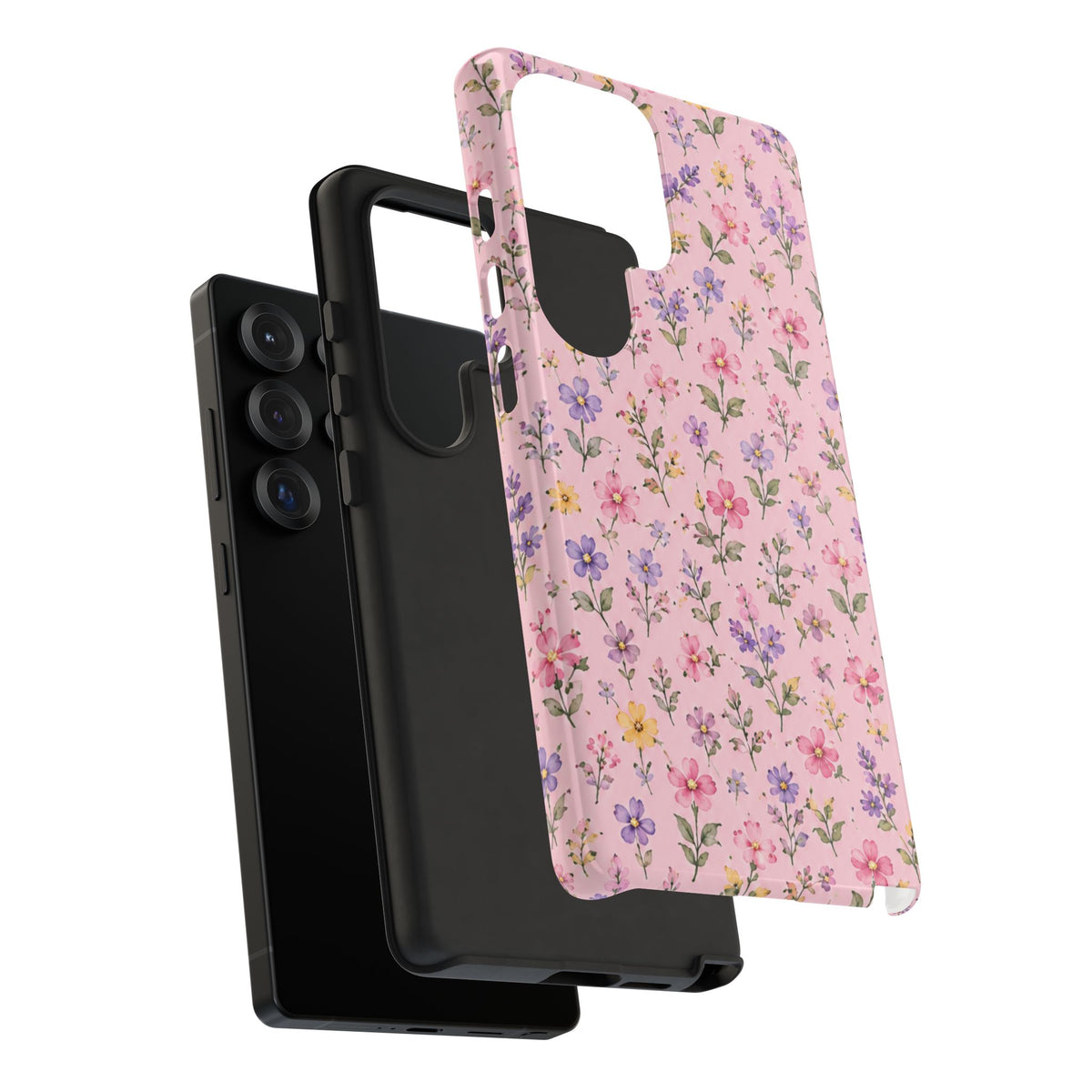 Floral Pink Tough Phone Case — Pastel Wildflower Protective Case
