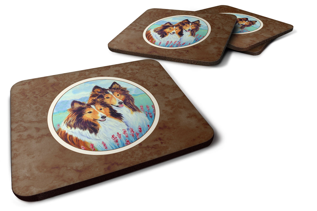 Sable Shelties Double Trouble Foam Coasters Set of 4 Cup Coasters for Indoor Outdoor, Tabletop Protection, Anti Slip, Mouse pad Material