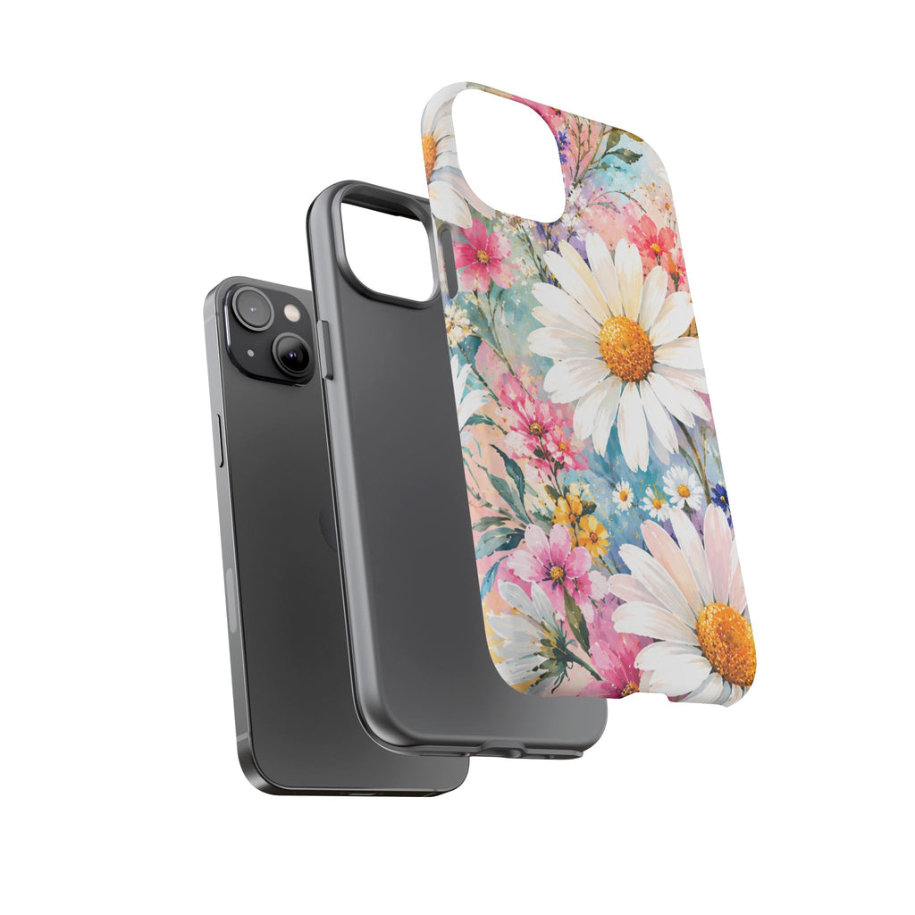 Floral Daisy Phone Case — Watercolor Daisies Protective Tough Case
